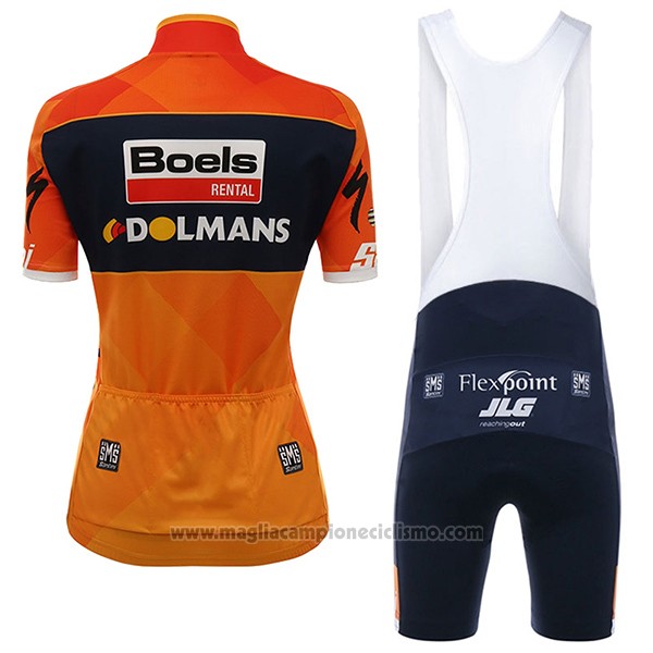 2017 Abbigliamento Ciclismo Donne Damen Boels Dolmans Arancione Manica Corta e Salopette